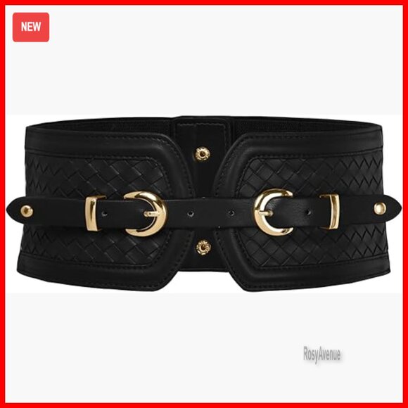 Stretchy Wide Corset Belt with Double Gold Buckle for Dresses main image 5